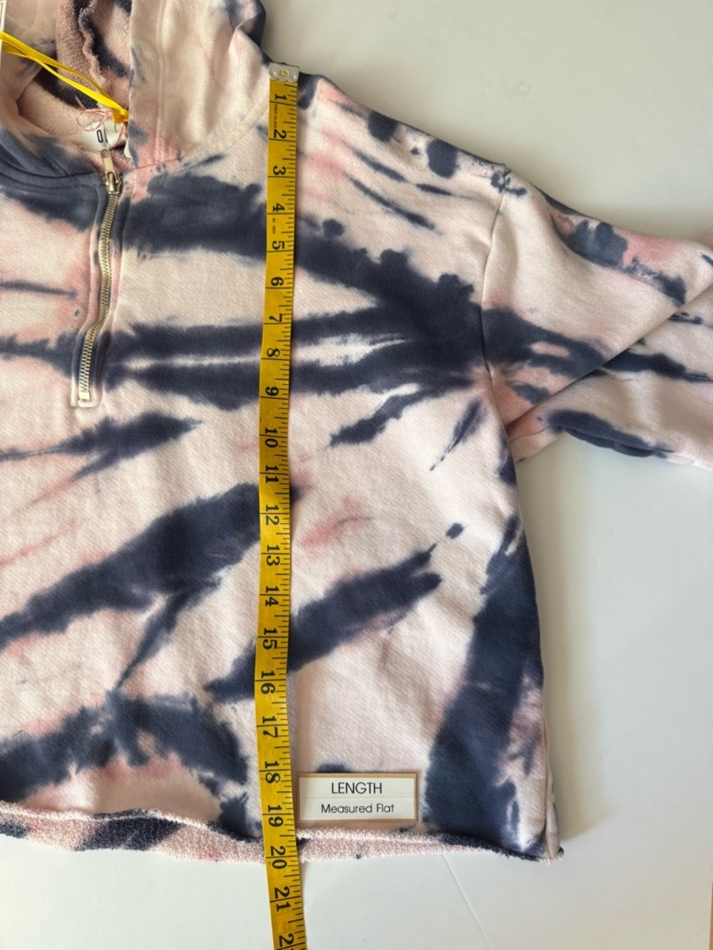 NWT OLI VIV Corey Tie Dye Quarter Zip Crop Hoodie Mauve Navy Cotton Loungewear L - Picture 16 of 16